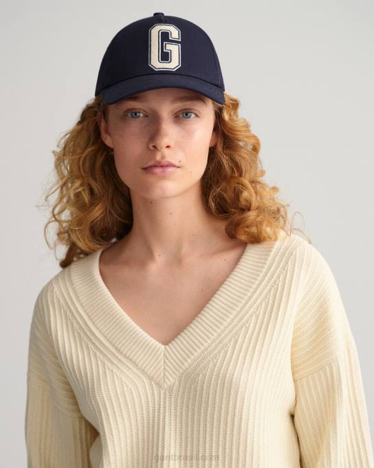 suéter decote em v canelado de algodão N424C659 creme GANT mulheres