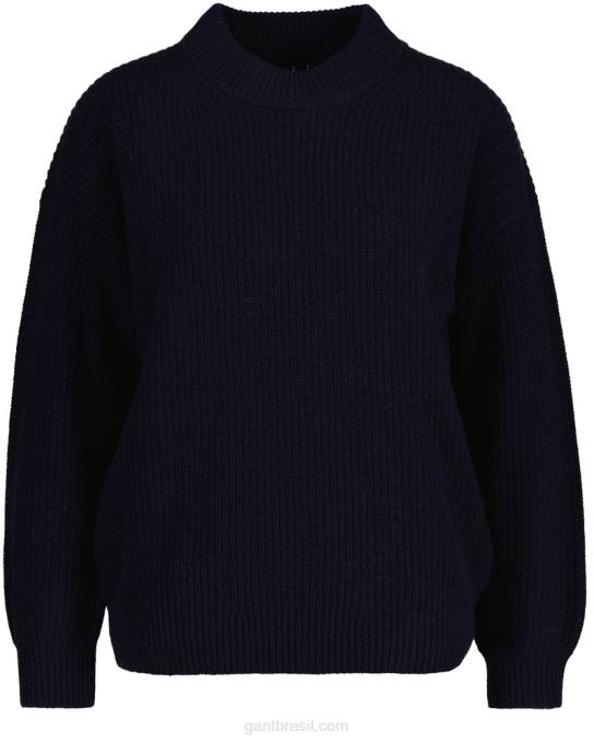 suéter gola redonda canelada de lã N424C667 noite azul GANT mulheres
