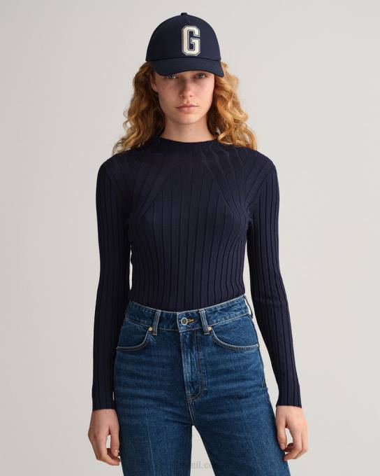 top de malha com nervuras N424C697 noite azul GANT mulheres