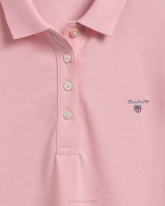 camisa pólo piquê de manga comprida original N424C609 rosa formal GANT mulheres