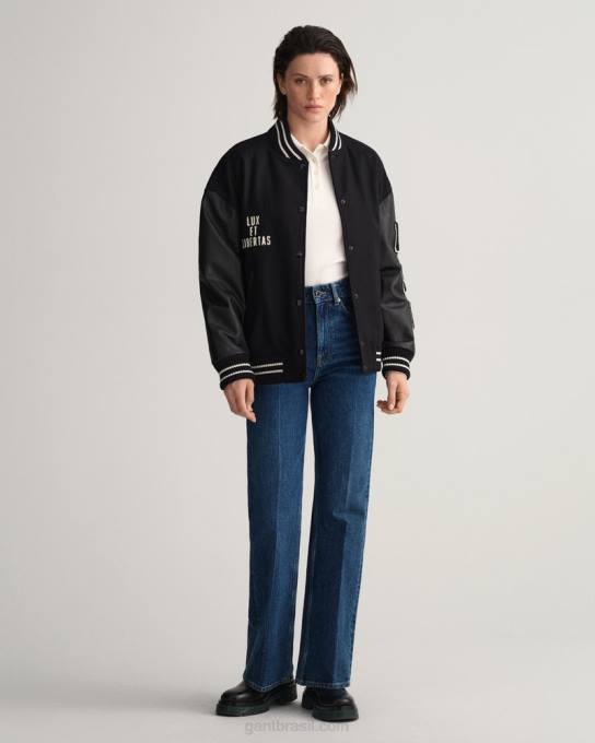 camisa pólo piquê de manga comprida original N424C630 branco GANT mulheres