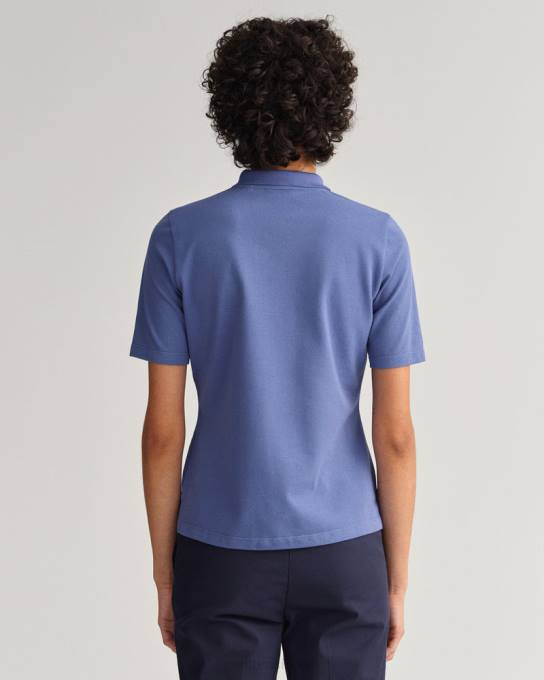 camisa pólo piquê de manga curta original N424C633 furacão azul GANT mulheres