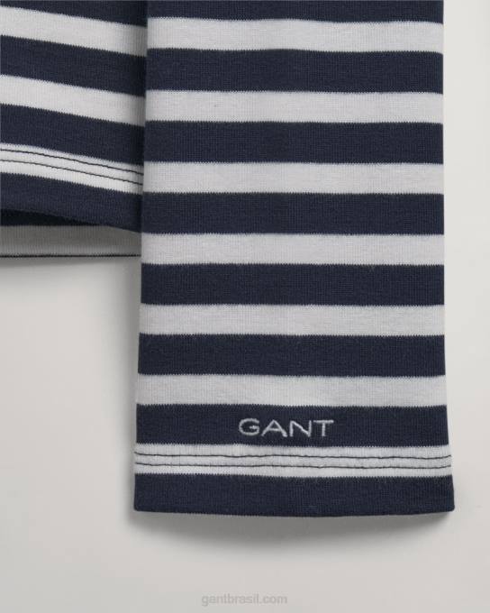 camiseta canelada manga longa listrada N424C607 noite azul GANT mulheres