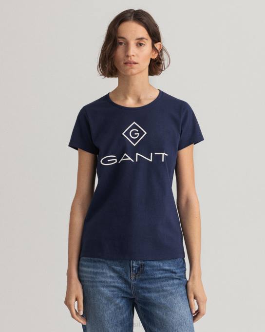 camiseta com logotipo N424C621 noite azul GANT mulheres