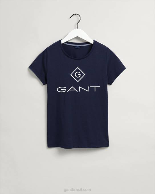 camiseta com logotipo N424C621 noite azul GANT mulheres