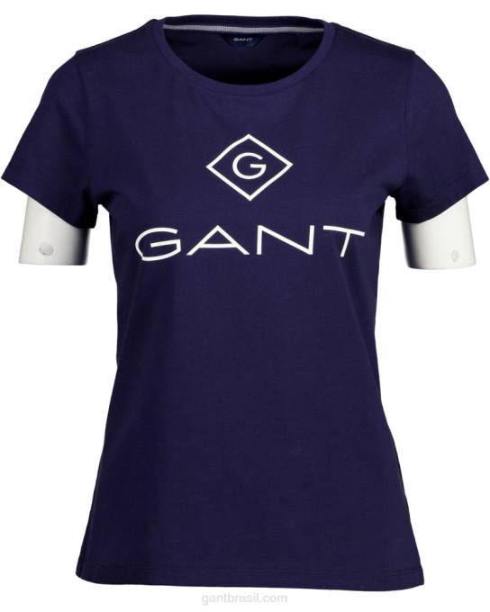 camiseta com logotipo N424C621 noite azul GANT mulheres