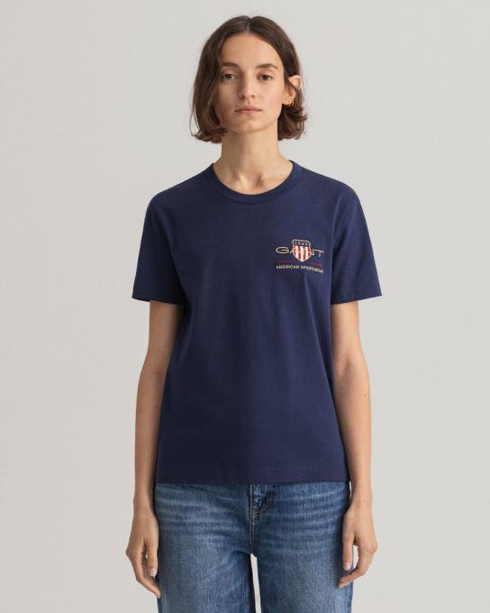 camiseta escudo de arquivo N424C612 noite azul GANT mulheres