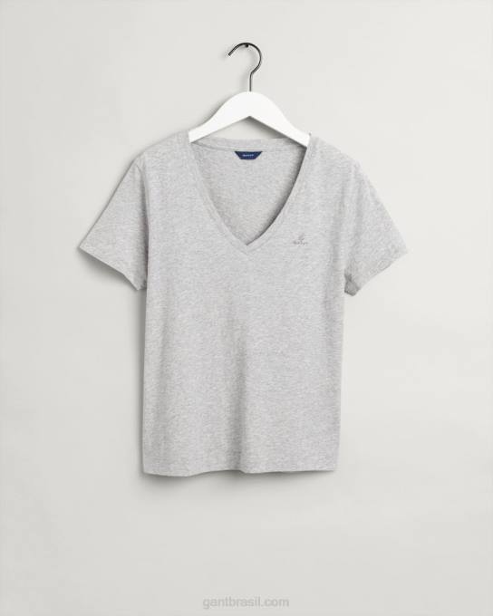 camiseta gola v original N424C619 melange cinza claro GANT mulheres