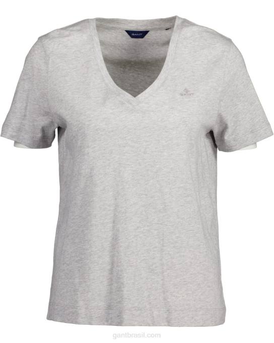 camiseta gola v original N424C619 melange cinza claro GANT mulheres
