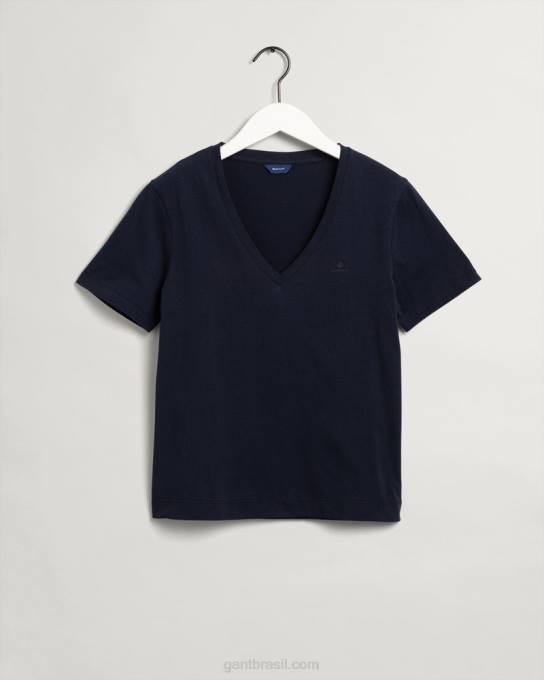 camiseta gola v original N424C620 noite azul GANT mulheres