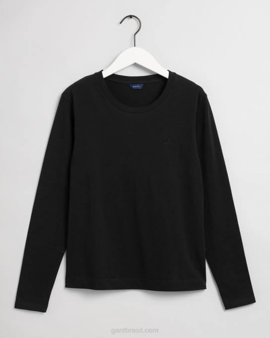 camiseta manga longa original N424C643 preto GANT mulheres