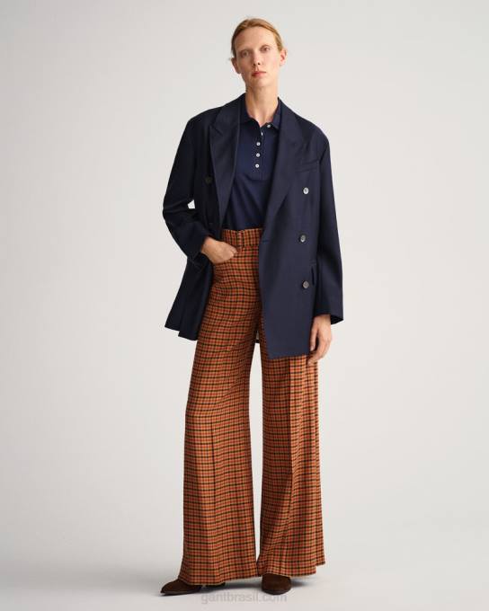 gola detalhe camisa polo piquê N424C602 noite azul GANT mulheres