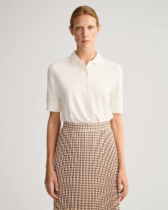 gola detalhe camisa polo piquê N424C605 casca de ovo GANT mulheres