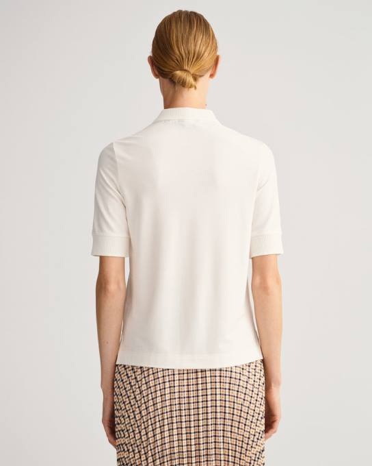 gola detalhe camisa polo piquê N424C605 casca de ovo GANT mulheres