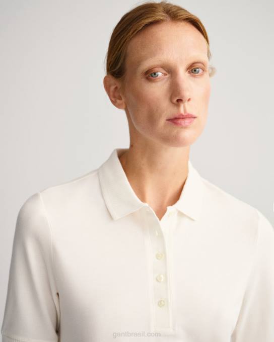gola detalhe camisa polo piquê N424C605 casca de ovo GANT mulheres
