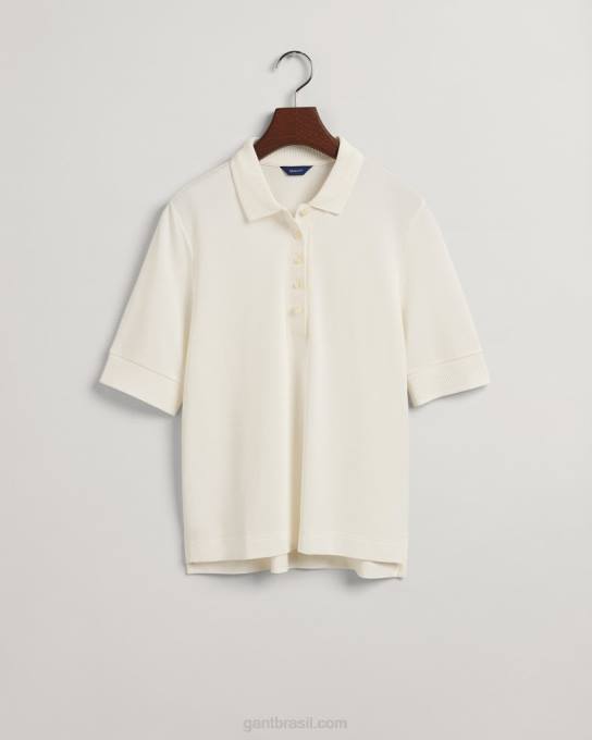 gola detalhe camisa polo piquê N424C605 casca de ovo GANT mulheres