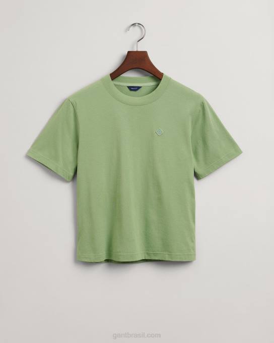 icon g t-shirt essencial N424C603 eucalipto verde GANT mulheres