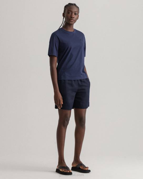 icon g t-shirt essencial N424C604 noite azul GANT mulheres