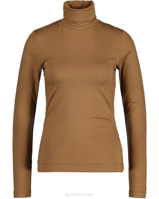 suéter de gola alta manga longa jérsei N424C624 noz torrada GANT mulheres