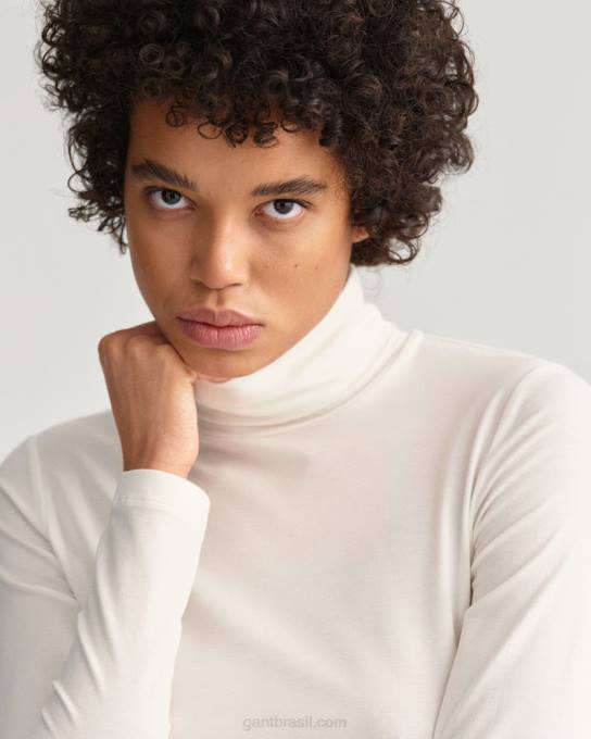 suéter de gola alta manga longa jérsei N424C625 off white GANT mulheres
