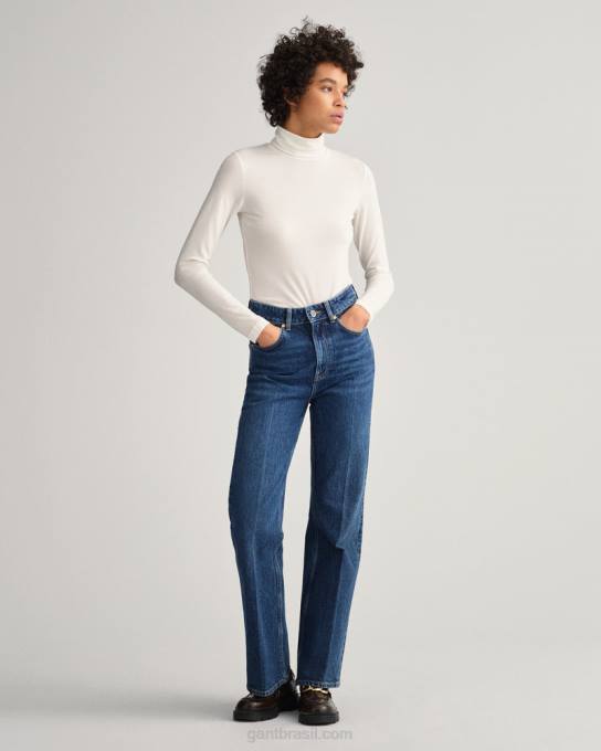 suéter de gola alta manga longa jérsei N424C625 off white GANT mulheres