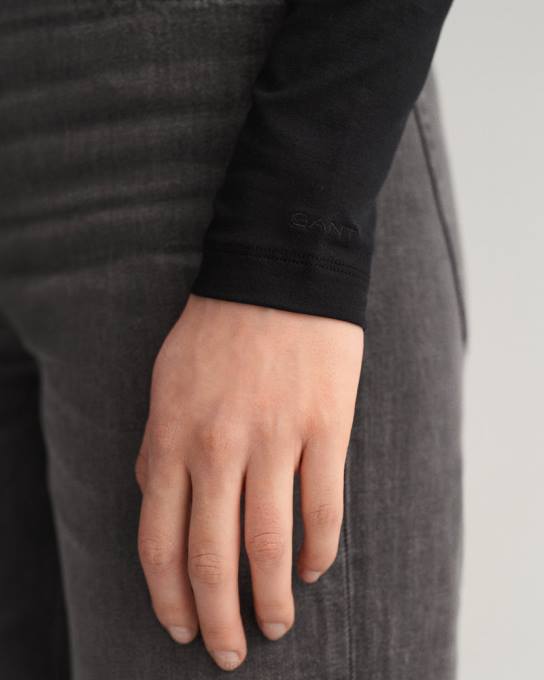 suéter de gola alta manga longa jérsei N424C627 preto GANT mulheres