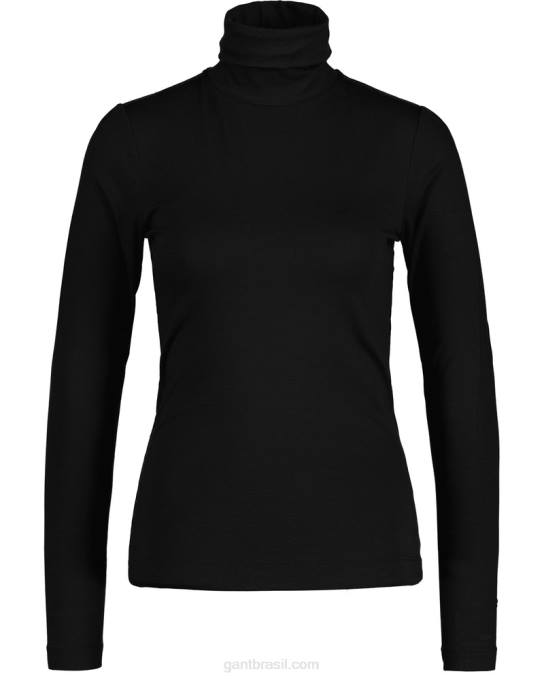 suéter de gola alta manga longa jérsei N424C627 preto GANT mulheres