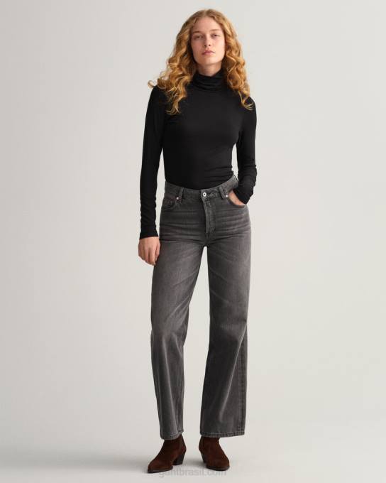 suéter de gola alta manga longa jérsei N424C627 preto GANT mulheres