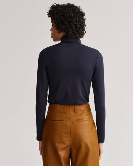 suéter de gola alta manga longa jérsei N424C637 noite azul GANT mulheres