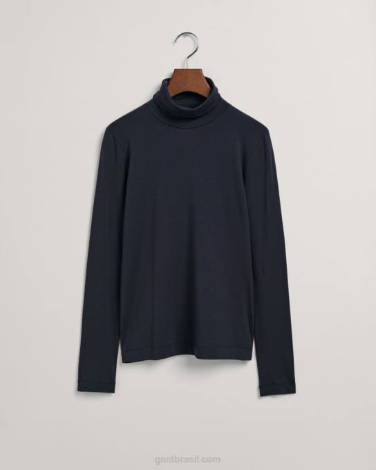 suéter de gola alta manga longa jérsei N424C637 noite azul GANT mulheres