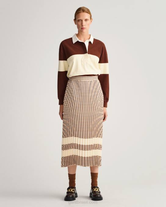 confira saia plissada N424C651 bege caramelo GANT mulheres