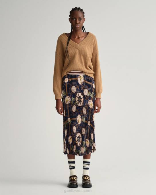 saia plissada luxo americana N424C649 noite azul GANT mulheres