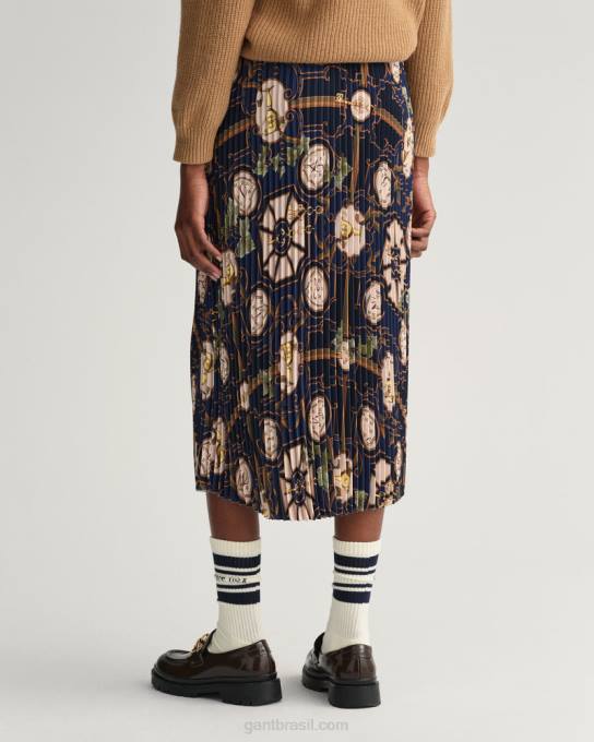 saia plissada luxo americana N424C649 noite azul GANT mulheres