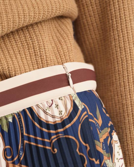 saia plissada luxo americana N424C649 noite azul GANT mulheres