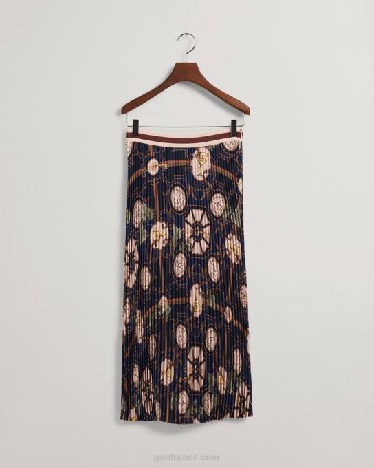 saia plissada luxo americana N424C649 noite azul GANT mulheres