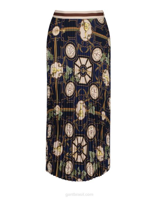 saia plissada luxo americana N424C649 noite azul GANT mulheres