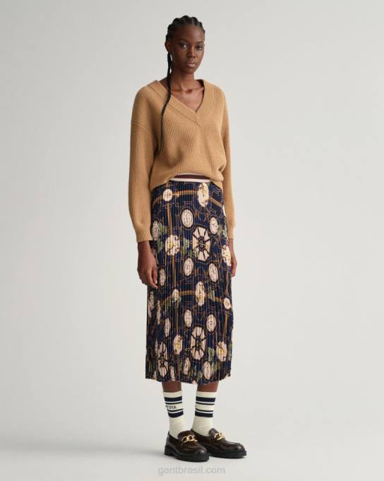 saia plissada luxo americana N424C649 noite azul GANT mulheres