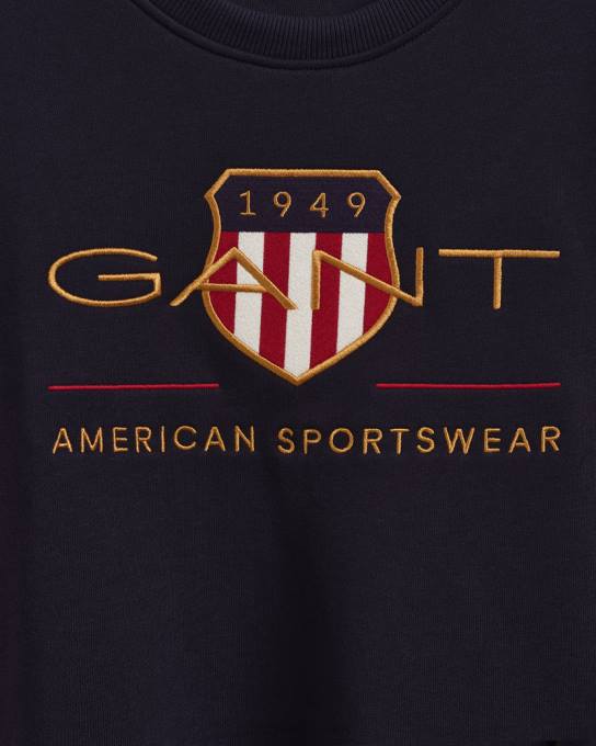 escudo de arquivo feminino suor de gola redonda N424C720 noite azul GANT mulheres