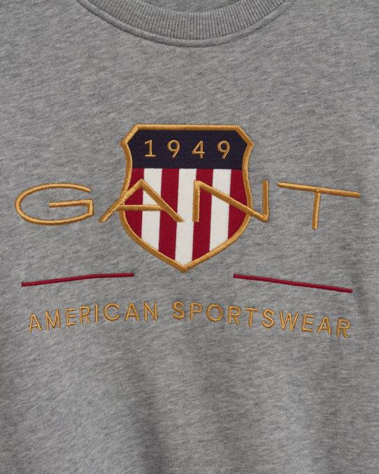 escudo de arquivo feminino suor de gola redonda N424C726 melange cinza GANT mulheres