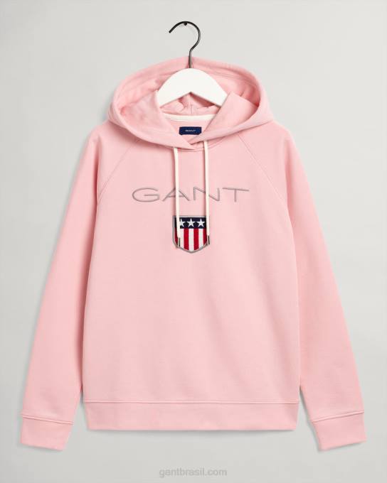 moletom com capuz de escudo feminino N424C729 rosa formal GANT mulheres