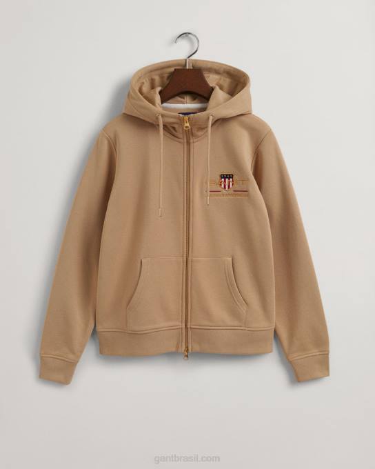 moletom com capuz e escudo de arquivo N424C718 bege avelã GANT mulheres