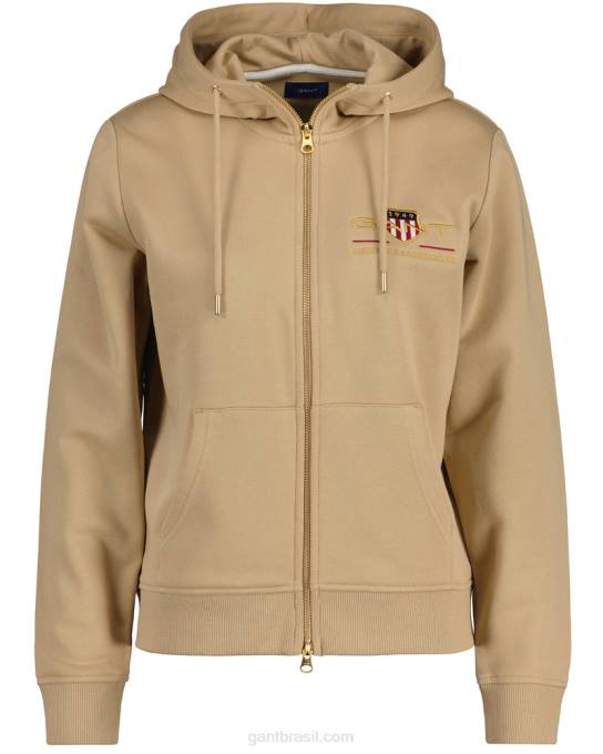 moletom com capuz e escudo de arquivo N424C718 bege avelã GANT mulheres