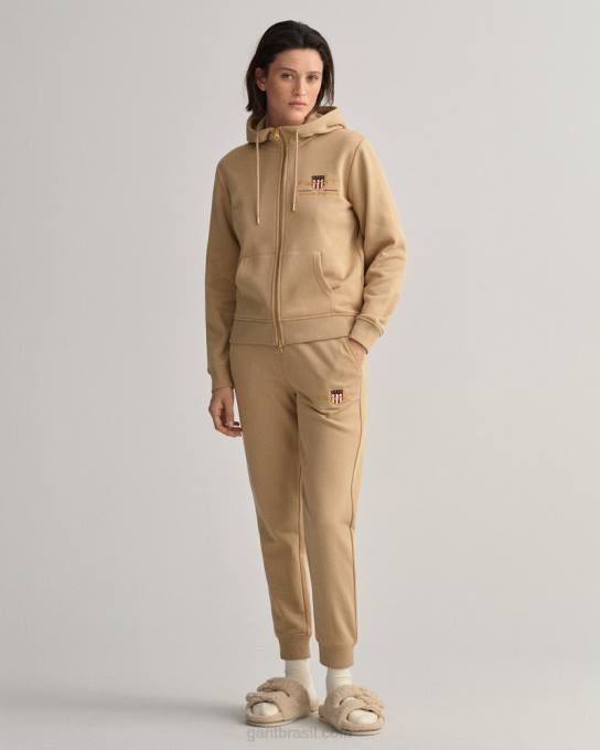 moletom com capuz e escudo de arquivo N424C718 bege avelã GANT mulheres