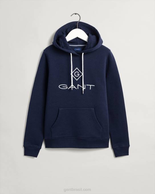 moletom com logo N424C736 noite azul GANT mulheres