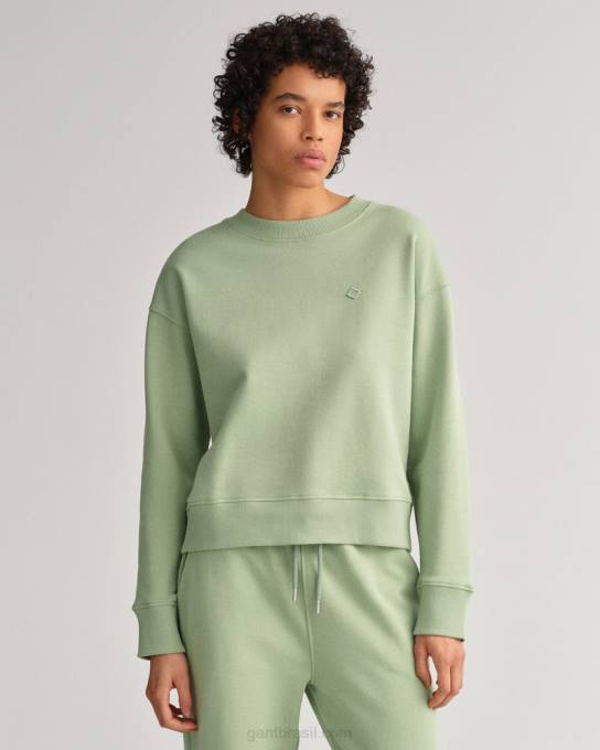 moletom gola careca icon g essencial N424C711 eucalipto verde GANT mulheres