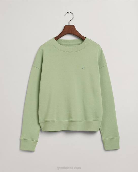 moletom gola careca icon g essencial N424C711 eucalipto verde GANT mulheres