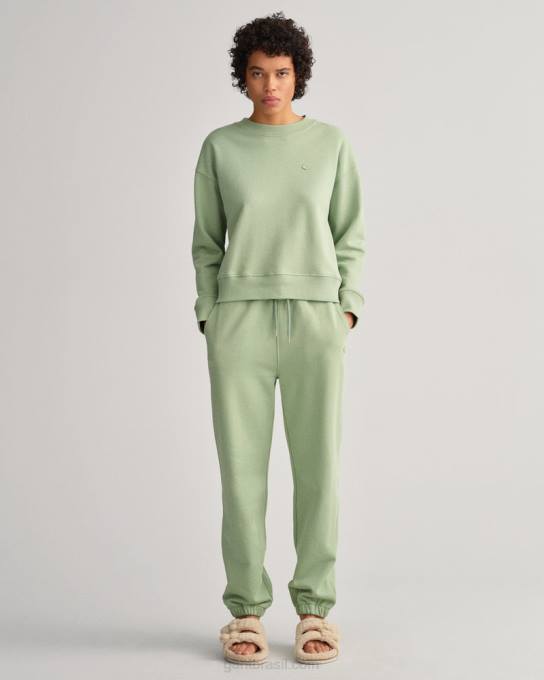 moletom gola careca icon g essencial N424C711 eucalipto verde GANT mulheres