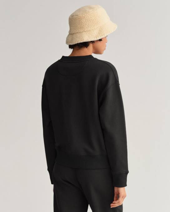 moletom gola careca icon g essencial N424C717 Ébano preto GANT mulheres