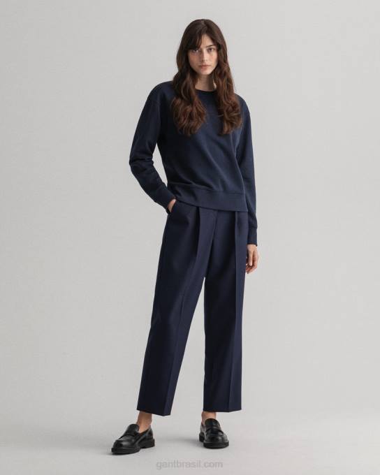 moletom gola redonda original N424C735 noite azul GANT mulheres