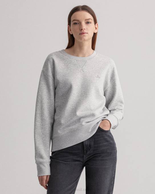 moletom gola redonda original N424C737 melange cinza claro GANT mulheres